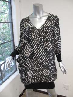   McCartney Black/White Printed Long Sleeve Knit Bottom Dress 44  
