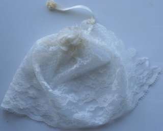Barbie doll vintage white lace skirt wedding bows velcro  