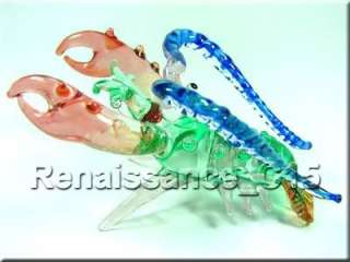 Figurine Animal Hand Blown Glass Shrimp Lobster #1  