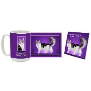  White Maine Coon Mug & Coaster Gift Box Combo   Cat/Kitten 