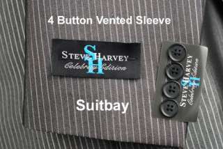 46L STEVE HARVEY Dark Gray Striped SUIT SEPARATE 46 Long Mens Suits 