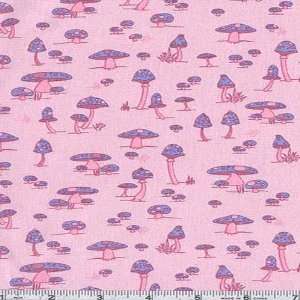  45 Wide Woodland Wonderland Mushroom Friends Pink Fabric 