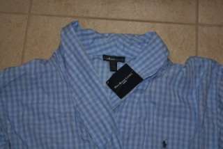 POLO RALPH LAUREN MENS LIGHTWEIGHT ROBE BLUE PLAID LARGE / XL NEW WITH 