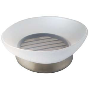  InterDesign Lusso Soap Dish, Clear/Brushed Stainless Steel 