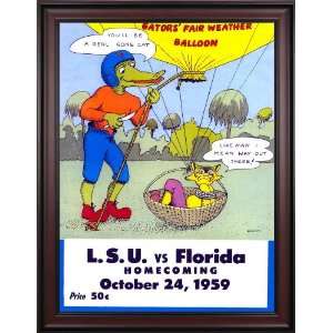 1959 Florida vs. LSU 36 x 48 Framed Canvas Historic Football Print 