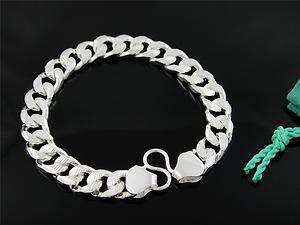 Silver EP thick curb chain mens bracelet Free P&P 10MM  