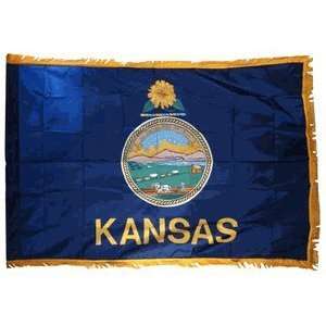  Kansas 4X6ft Nylon Flag with Indoor Pole Hem and Fringe 