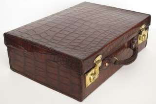 Old British Legge Crocodile Leather Briefcase Suitcase  