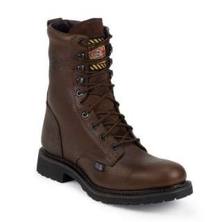 Justin Mens Wk921 Brown Trapper Cowhide Steel Toe Lace Up Work Boots 