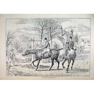  1891 Horses Men Riders Lost Village Scene Antique Print 
