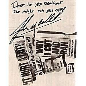  JOHN WAYNE BOBBITT Autographed Signed Newpaper Clipping 
