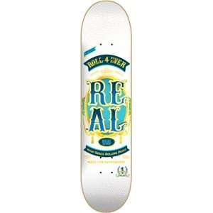 Real Long Rollers Sm Skateboard Deck   7.75 White  Sports 