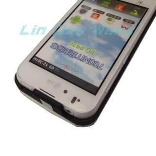 White Flip Leather Case Cover Pouch + LCD Film For LG OPTIMUS BLACK 