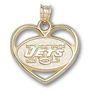  New York Jets Logo Heart Pendant 14K Gold Jewelry 