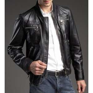  Mens Manhattan Premium Leather Jacket (XS   2XL) Sports 