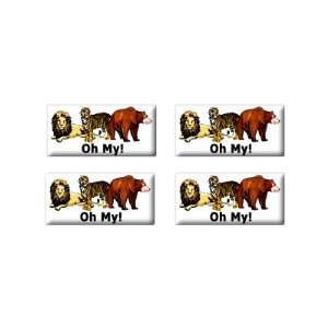Lions Tigers Bears Oh My   Wizard of Oz   3D Domed Set of 4 Stickers