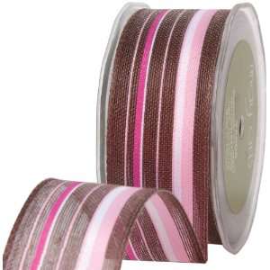   Cotton Blend Jute Ribbon 1 1/2X30 Yards Brown/Pink