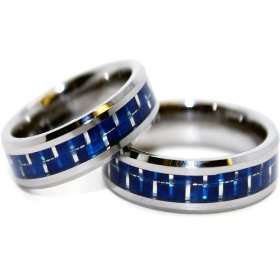 Blue Chip Unlimited   His & Hers Matching 6mm Tungsten and Blue Carbon 