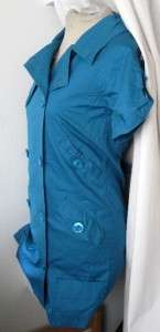 NEW AKUALANI Urban MOD Blue BUTTON Retro VINTAGE Jacket TRENCH COAT 