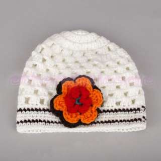 Child Infant Cotton Knit Flower Crochet Toddler Cap Hat Kids Baby 