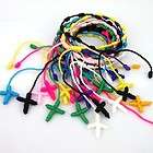 Handmade 10pcs colorful Knotted Rosary Cross Friendship Bracelet party 