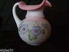 FENTON GREEN PITCHER HAND PAINTED T KELLY MINT SHAPE  