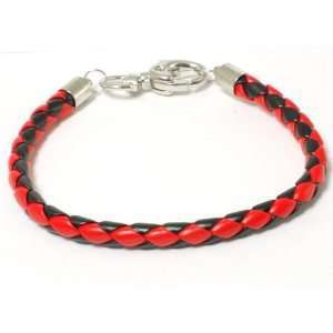  2 Colour Plaited Leather Look Bracelet Jewelry