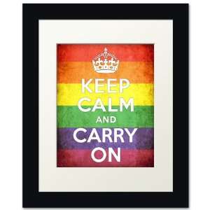  Keep Calm And Carry On, framed print (grunge rainbow 