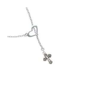    Fancy Antiqued Cross Heart Lariat Charm Necklace [Jewelry] Jewelry