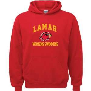 Lamar Cardinals Red Youth Womens Swimming Arch Hooded Sweatshirt 
