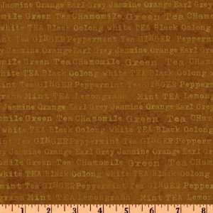  44 Wide Tea Time Words Gold Fabric By The Yard Arts 
