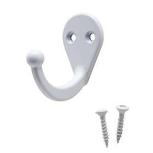  Crown Bolt 62070 Single Prong Robe Hook, White, 2 Piece 