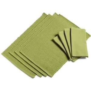 DII Thyme Green Checkerweave Table Linen, Set of 8 
