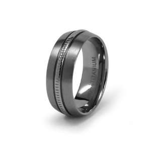  8mm Titanium Ring with Raised Spine Jewelry