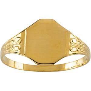   14K Yellow Gold 07.50X06.50 MM Youth Signet Filigree Ring Jewelry