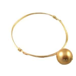   Susan Hanover Designs Gold Swarovski Pearl Gold Tone Bangle Jewelry