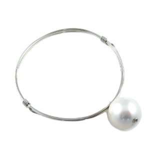   Hanover Designs White Swarovski Pearl Silver Tone Bangle Jewelry