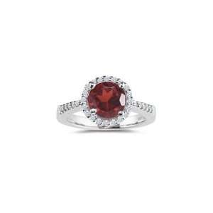  0.24 Cts Diamond & 3.22 Cts Garnet Ring in 18K White Gold 
