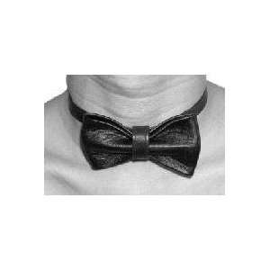  Leather Bow Tie with Velcro ~ Color Black ~ NEW 