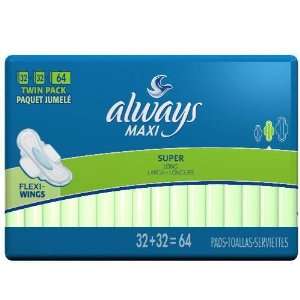  Always Maxi Long Super   2/32 ct. packs Health & Personal 