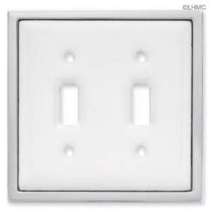  Double Switch Wall Plate   Ceramic w/ Chrome Trim LQ 68977 