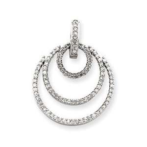  14k White Gold Triple Circle Diamond Pendant   JewelryWeb 
