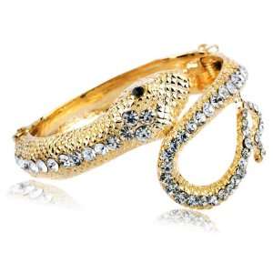    Vogue Clear Swarovski Crystal Snake Hinged Bangle Bracelet Jewelry