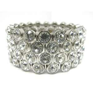 Beautiful Clear Crystal Metal Casting Stretch Bracelet Fashion Jewelry