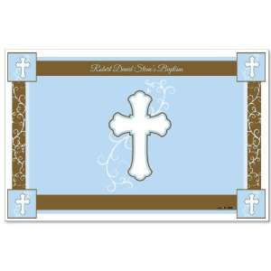  Little Miracle Boy Blue & Brown Cross   Personalized 