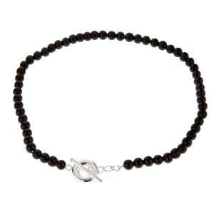   Tiffany Inspired Black Onyx Toggle Necklace  Silver Jewelry