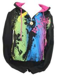 Lil Wayne (Weezy) Womens Zip Up Hoodie   Neon Splatter Image on Black