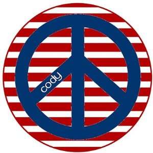 Red White and Blue Peace Personalized Melamine Plate  