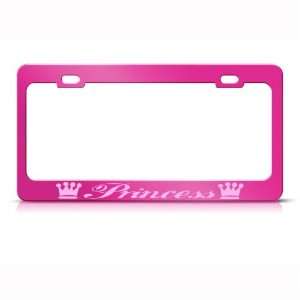  Princess Crown Pink Metal license plate frame Tag Holder 