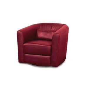  Angelica Red Leather Swivel Accent Chair